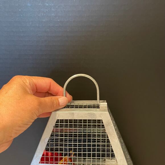 Galvanized metal faux flower terrarium cottage country home decor latch to open - Picture 7 of 8